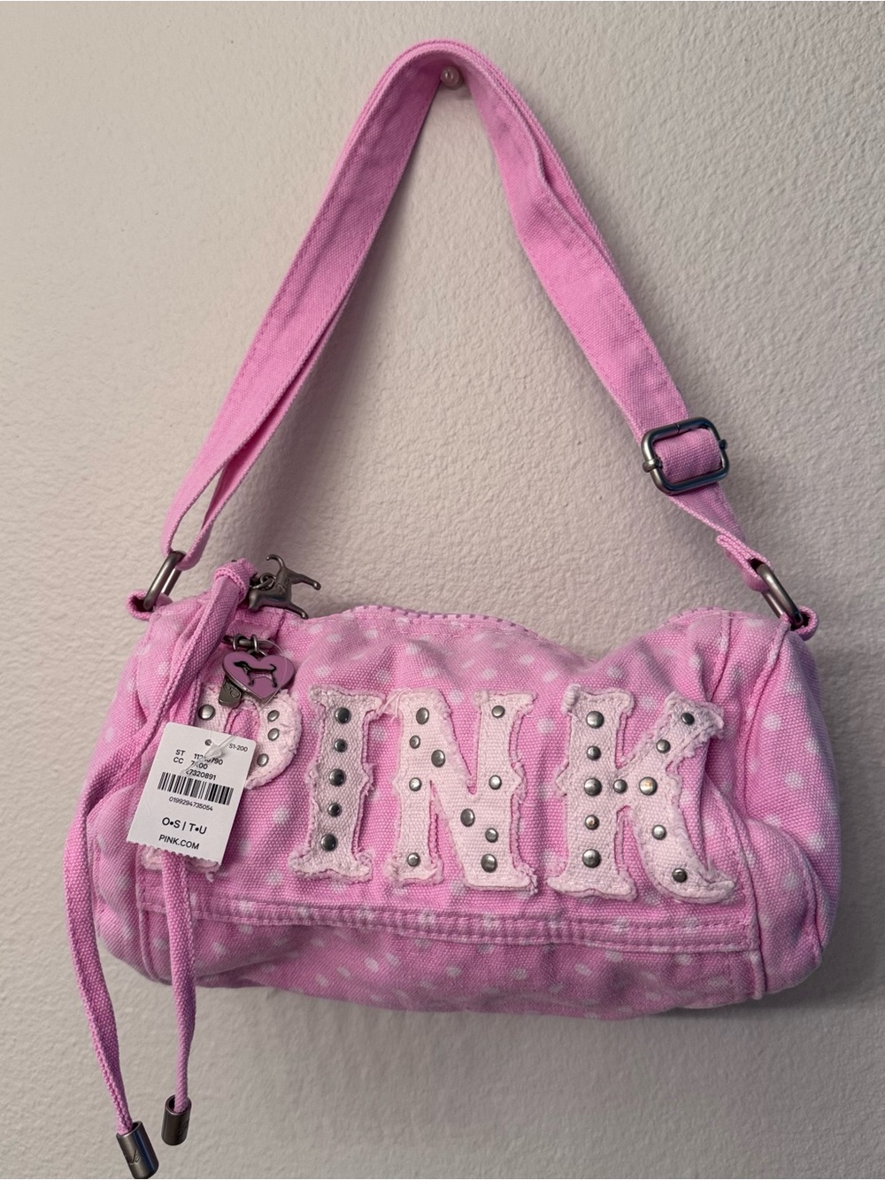 Victoria’s Secret PINK Polka Dot Canvas Rolled Duffle Bag